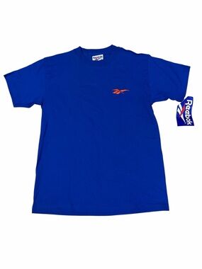 NOS Deadstock Reebok Single Stitched Shirt Men’s Medium Blue Athletic USA Made